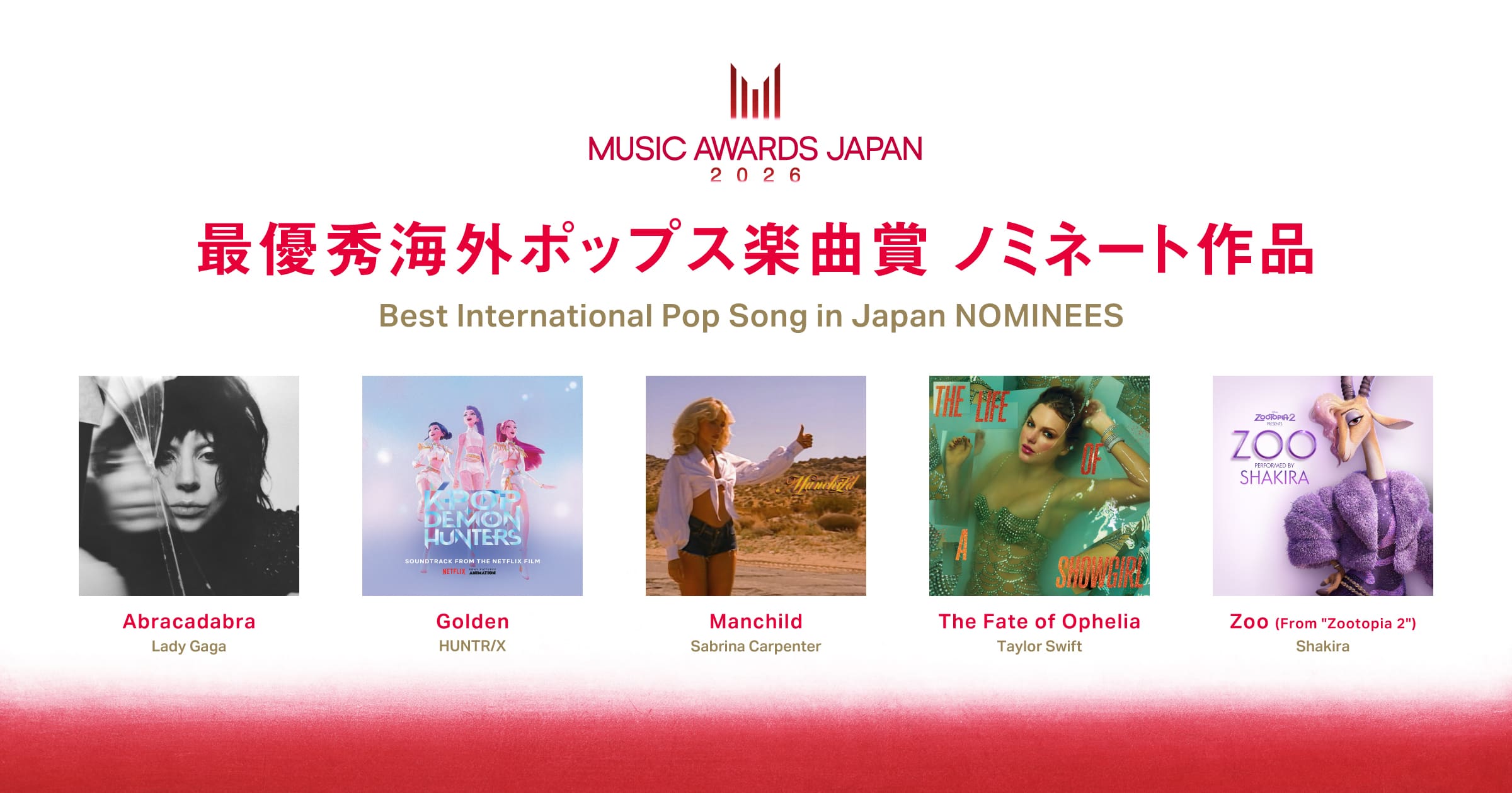 Best International Pop Song in Japan Nominees