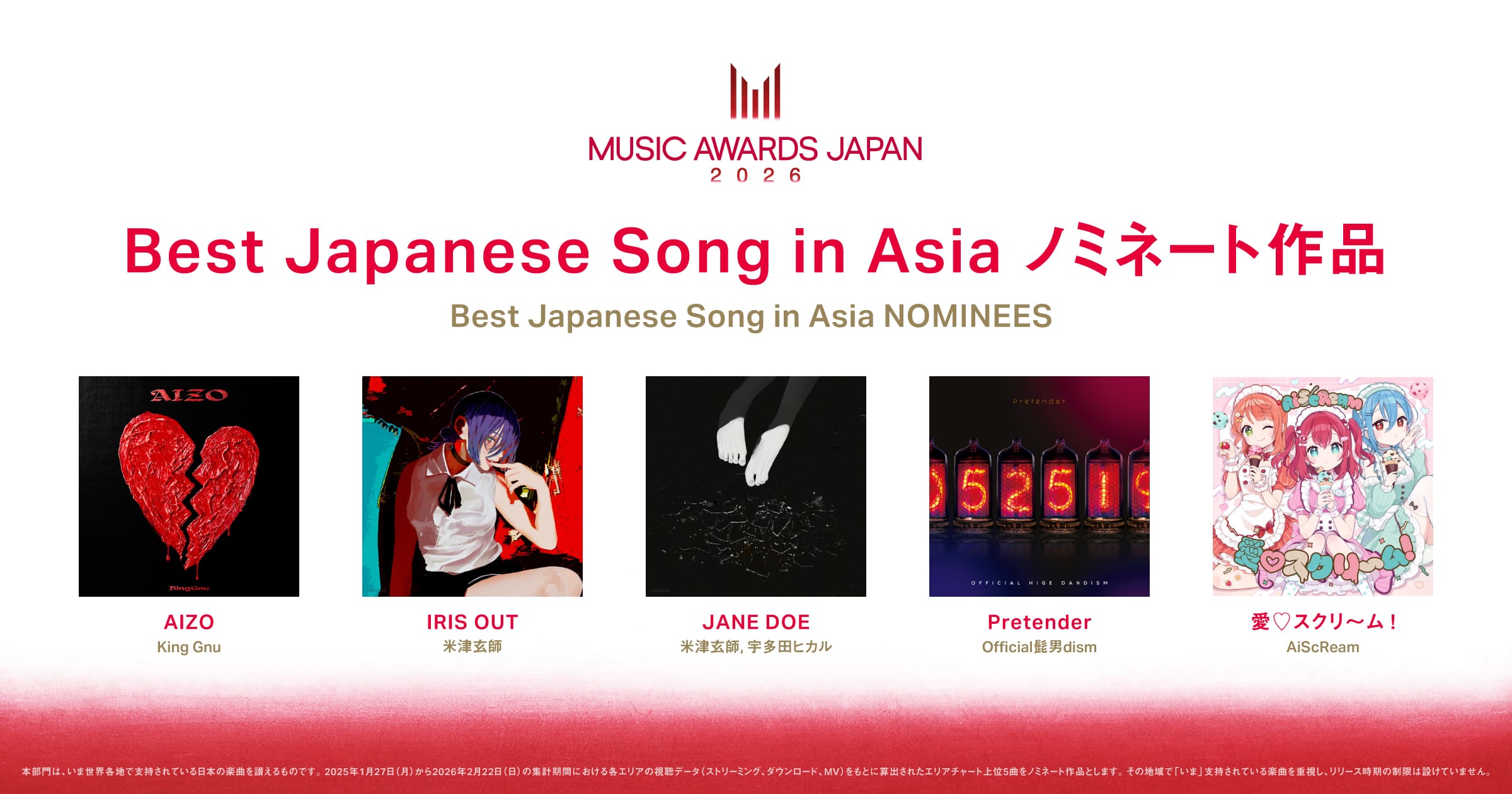 Best Japanese Song in Asia Nominees
