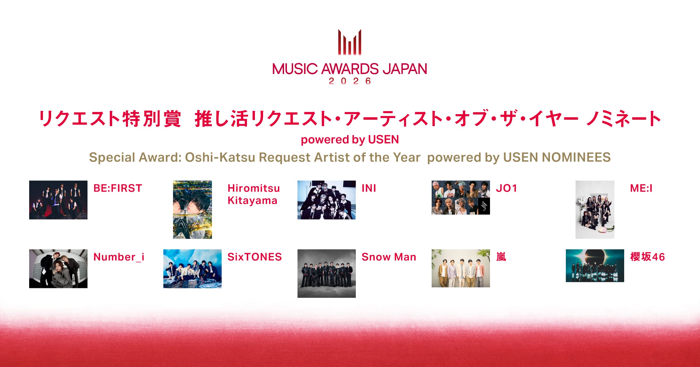 Special Award: Oshi-Katsu Request Artist of the Year powered by USEN Nominees